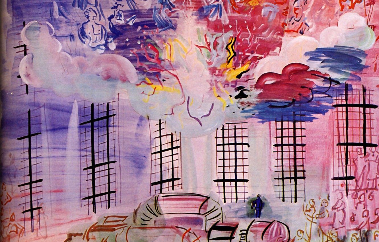 1332x850 Wallpaper France, Raoul Dufy, Electricity, Aquarelle, Collection H.G., ElectricitВ image for desktop, section живопись