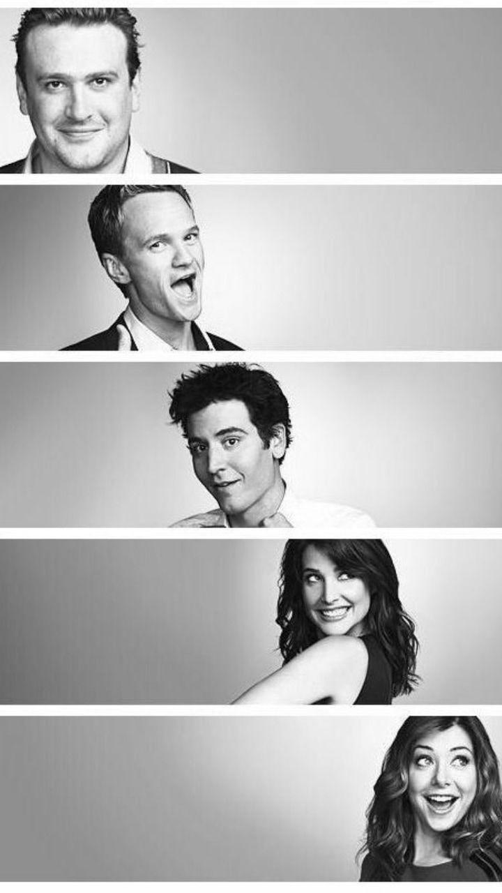 720x1280 black and white, wallpaper, how i met your mother and friends