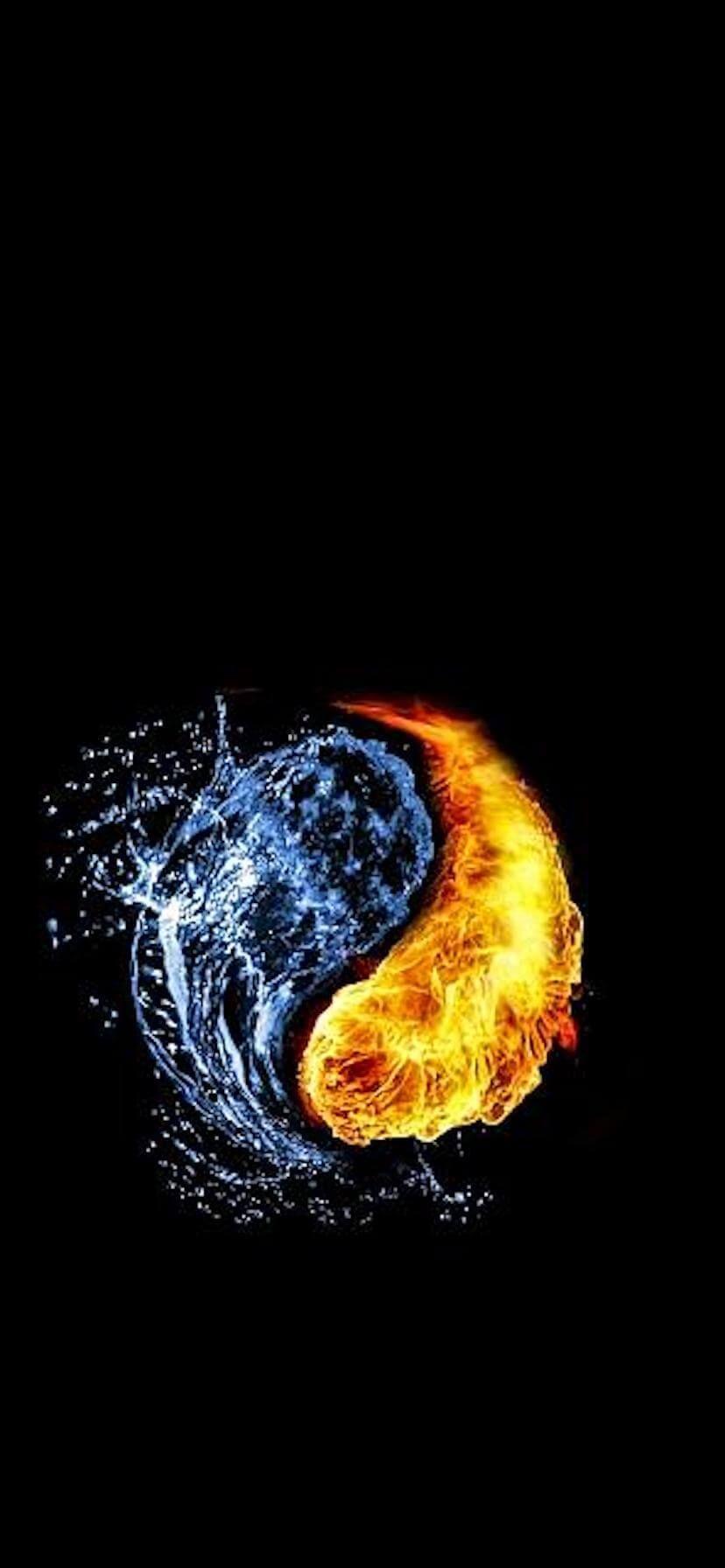 828x1792 Dark Wallpaper HD for iPhone XS Max, iPhone XS, iPhone XR: Download Right Now. Fire and ice wallpaper, Yin yang, Dark wallpaper