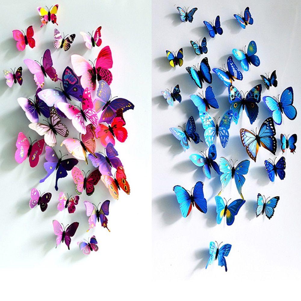 1000x1000 12PCS Wall Stickers Butterfly 3D Wallpaper PVC 3D House Decoration High Quality Wall Stickers 3D Wallpaper For Living Room. Wallpaper