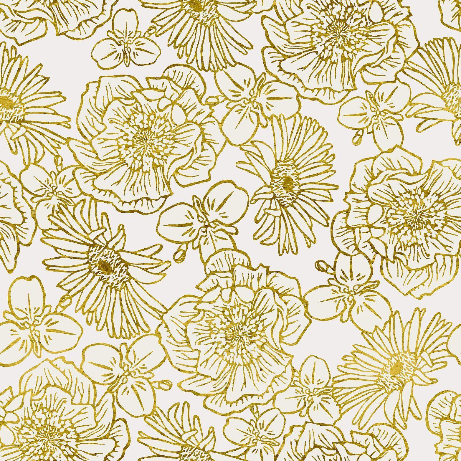 Gold Floral Wallpapers - Top Free Gold Floral Backgrounds - WallpaperAccess