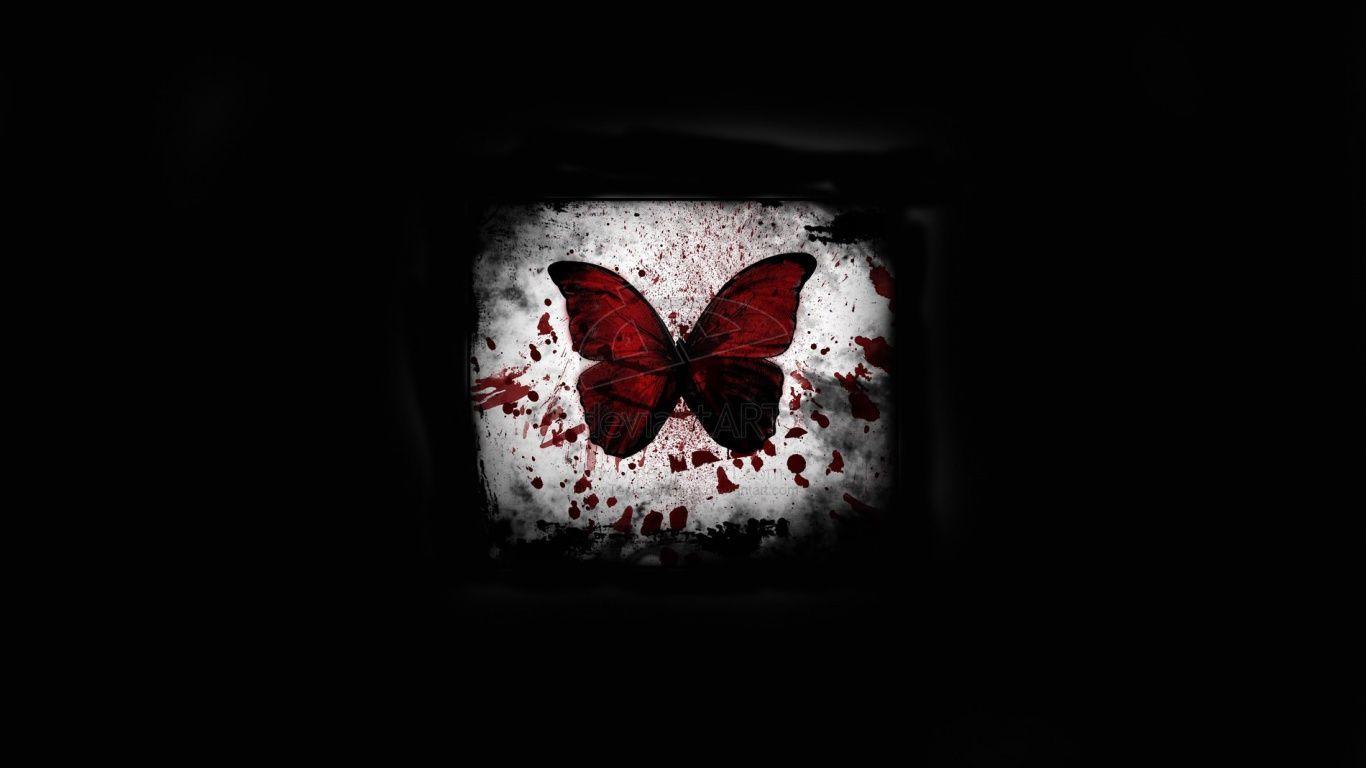 1366x768 Red butterfly desktop PC and Mac wallpaper