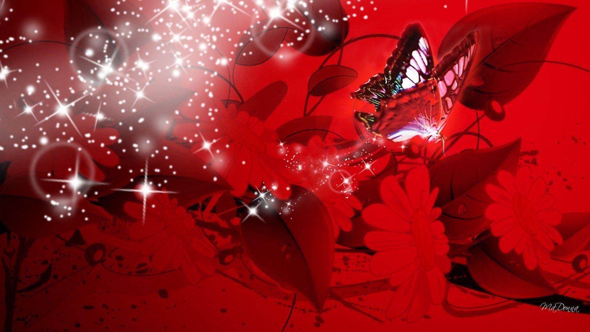 1920x1080 Red Butterfly Wallpaper