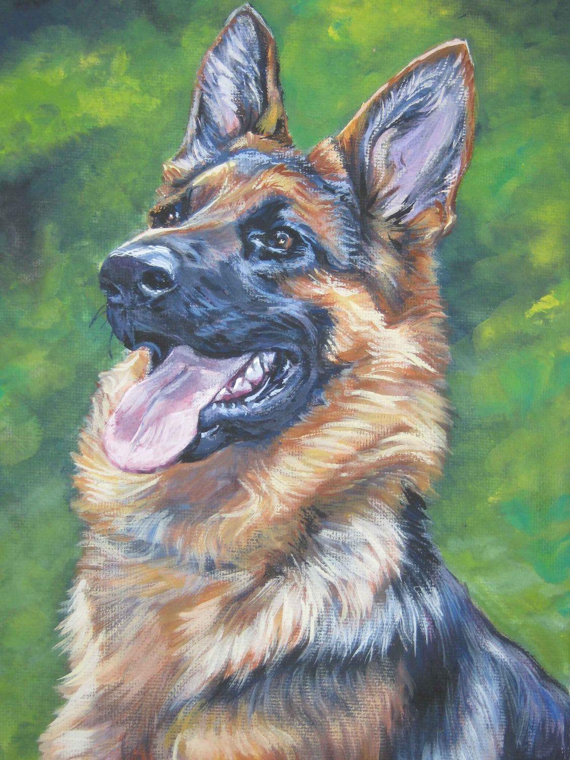 1125x1500 GSD German Shepherd dog art PORTRAIT canvas PRINT of LAShepard painting 12x16 alsatian dog. Dog art, German shepherd art, Dog portraits