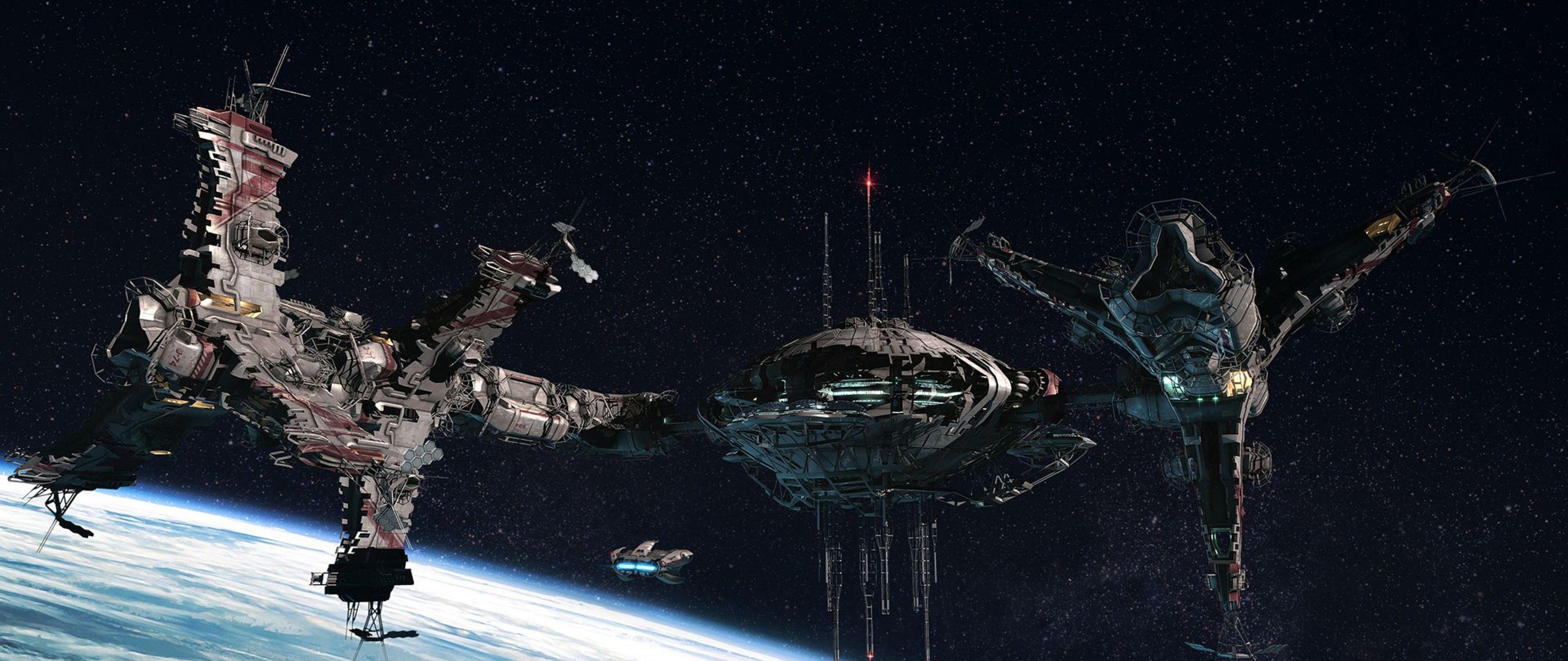 5120x2160 Sci Fi Space Station HD Wallpaper 4K Ultra HD Wide TV