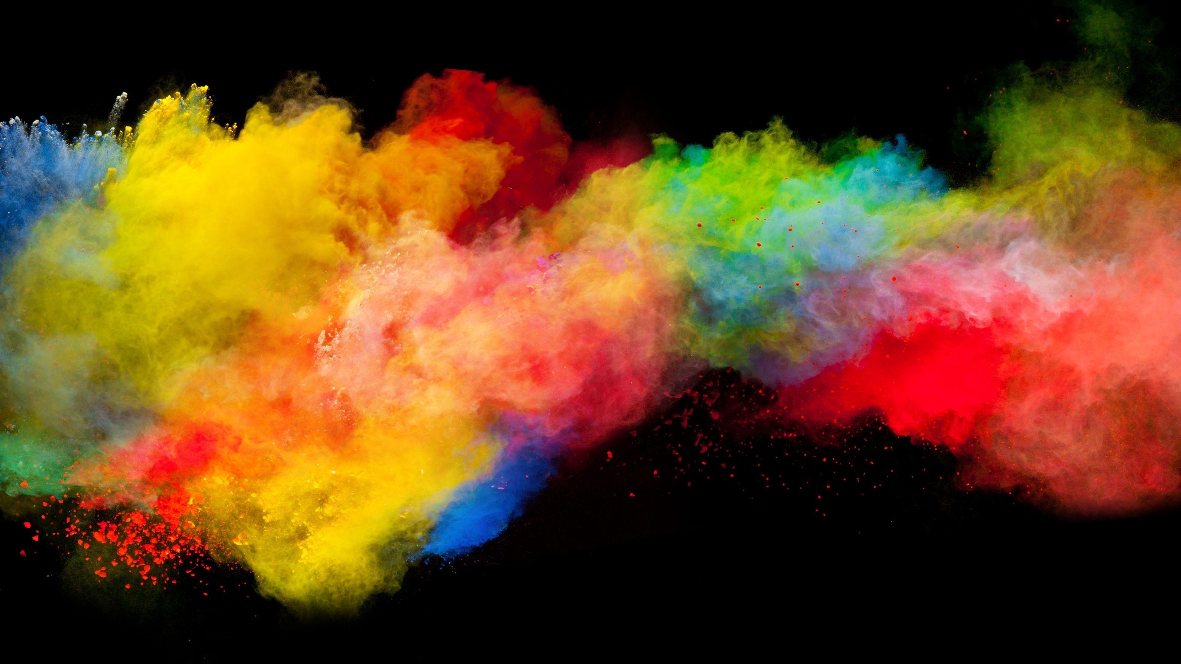 3840x2160 Wallpaper Colorful Smoke, Rainbow Colors, Black Background Of Colour