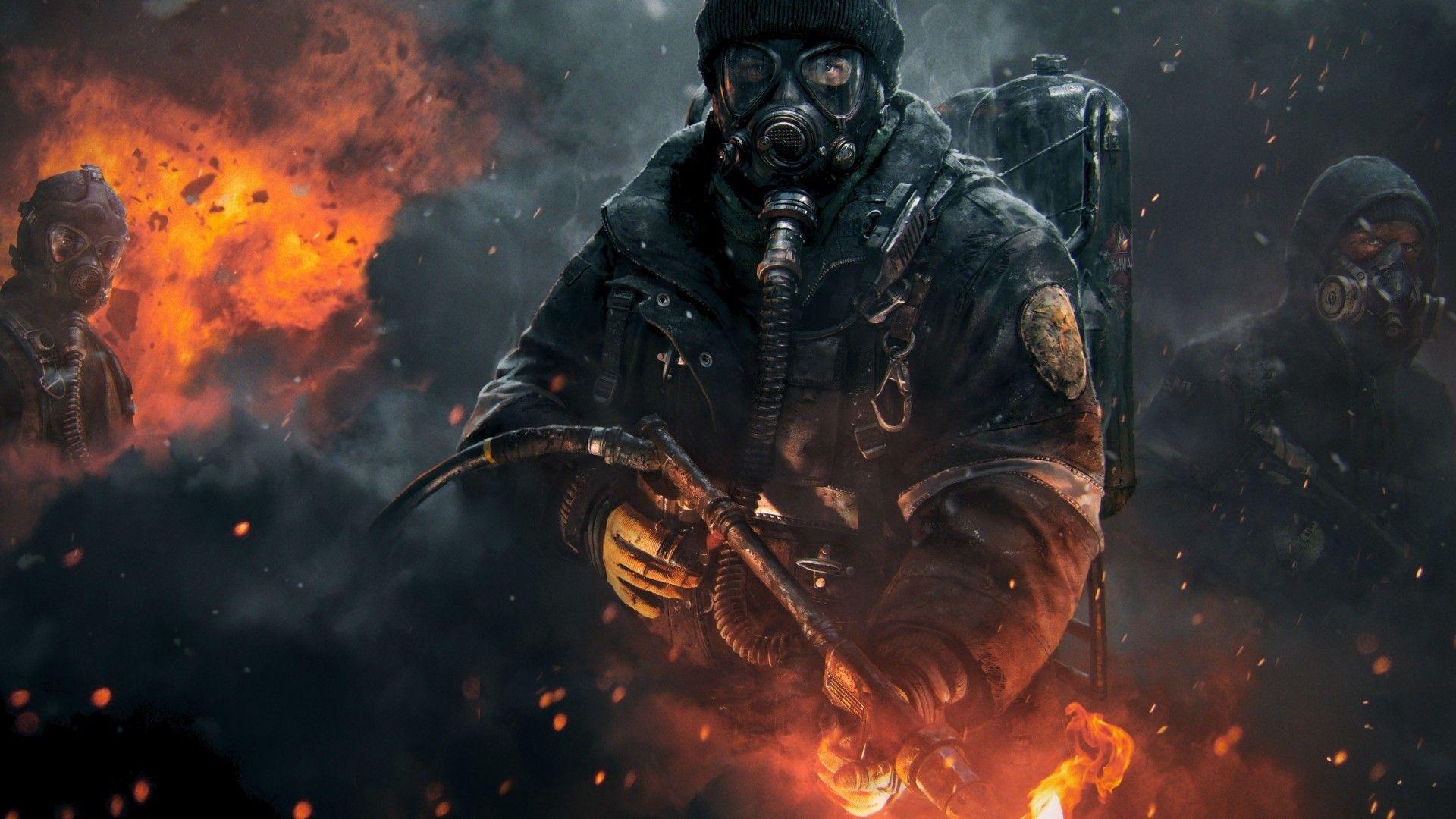 1920x1080 Download 1920x1080 HD Wallpaper tom clancy's the division smoke soldier fire explosion, Desktop Background HD