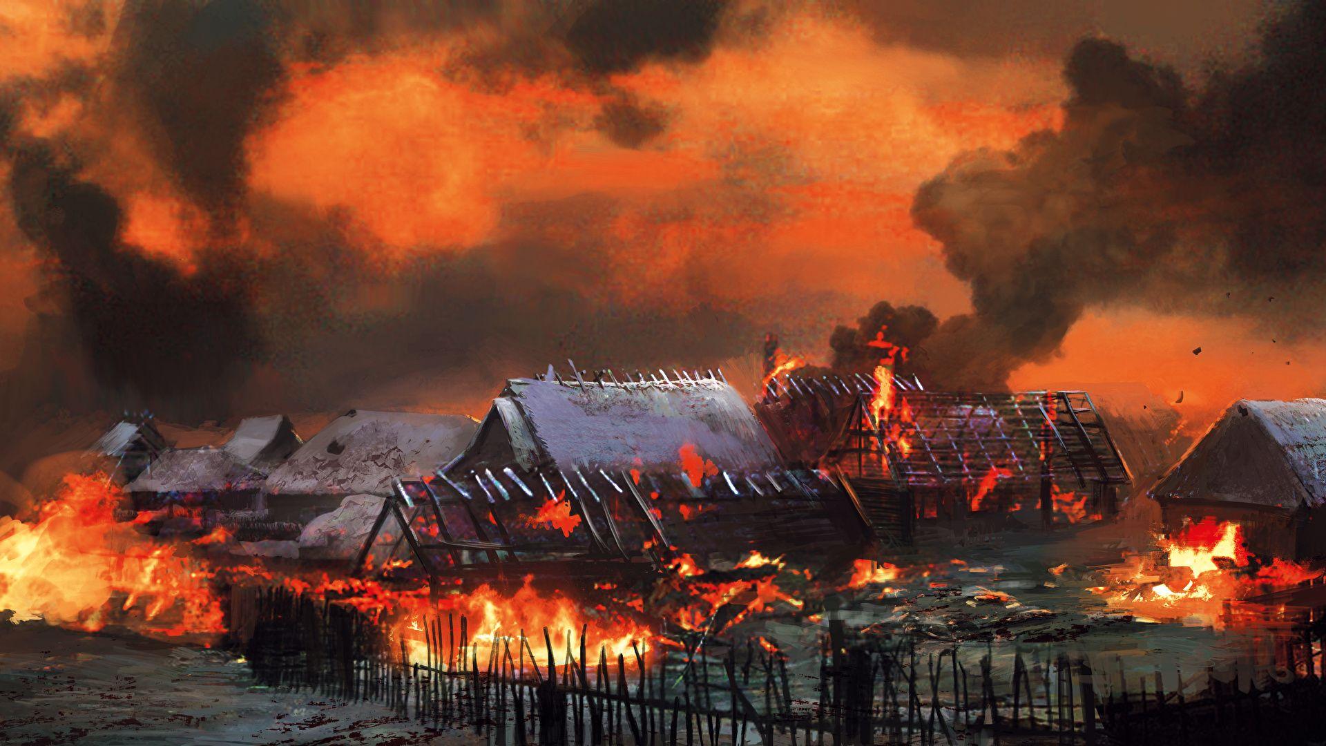 1920x1080 image The Witcher 3: Wild Hunt flame vdeo game Building 1920x1080