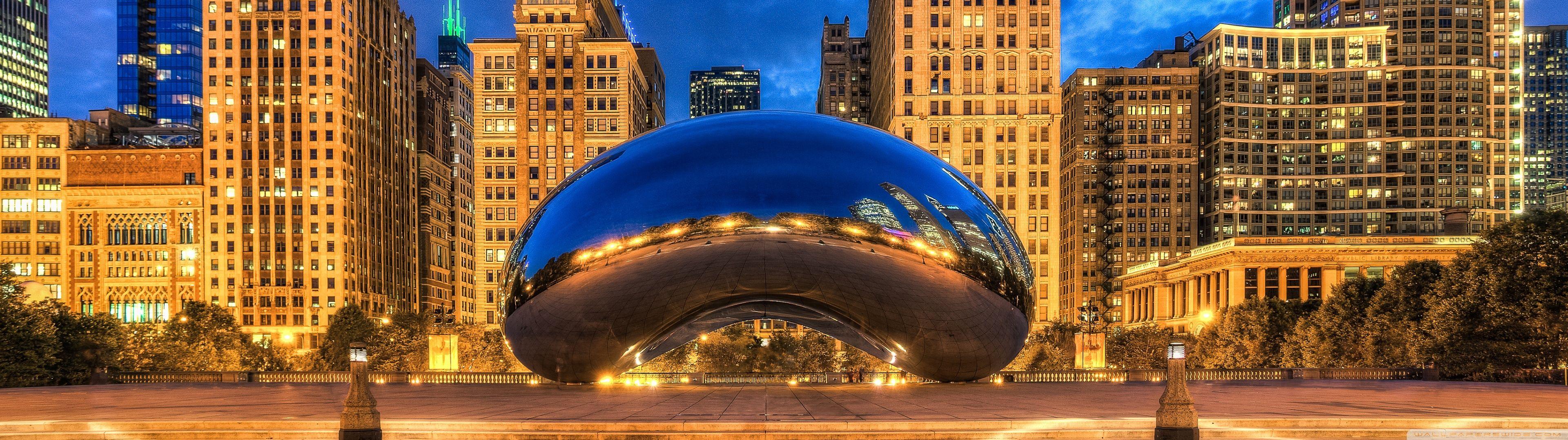 3840x1080 Cloud Gate, Chicago, Illinois, United States Ultra HD Desktop Background Wallpaper for 4K UHD TV : Widescreen & UltraWide Desktop & Laptop : Multi Display, Dual Monitor : Tablet