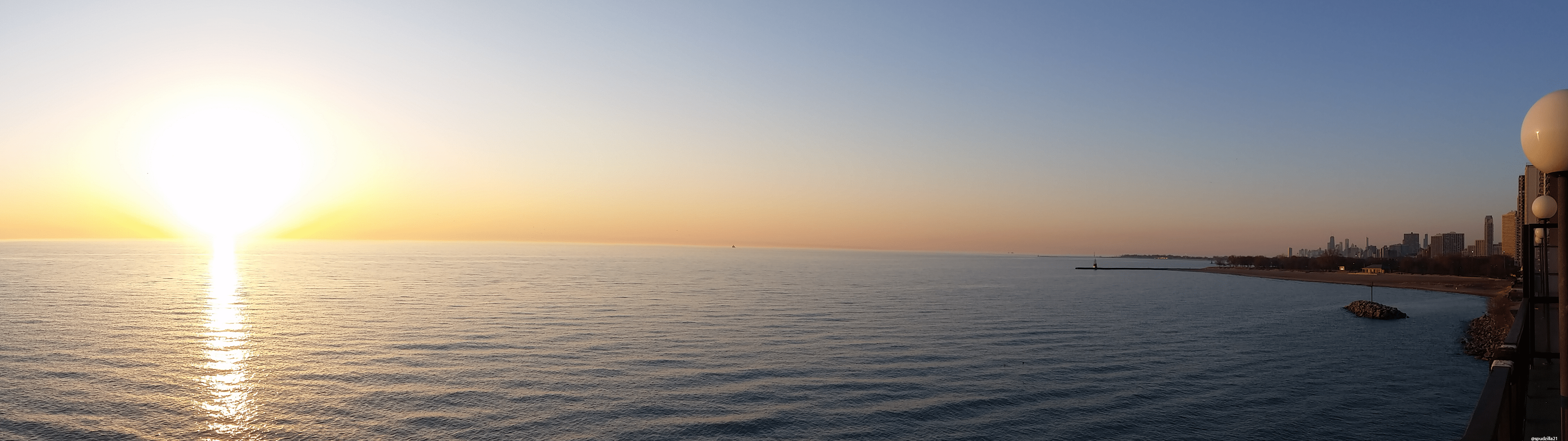 3840x1080 Sunrise over Lake Michigan, IL