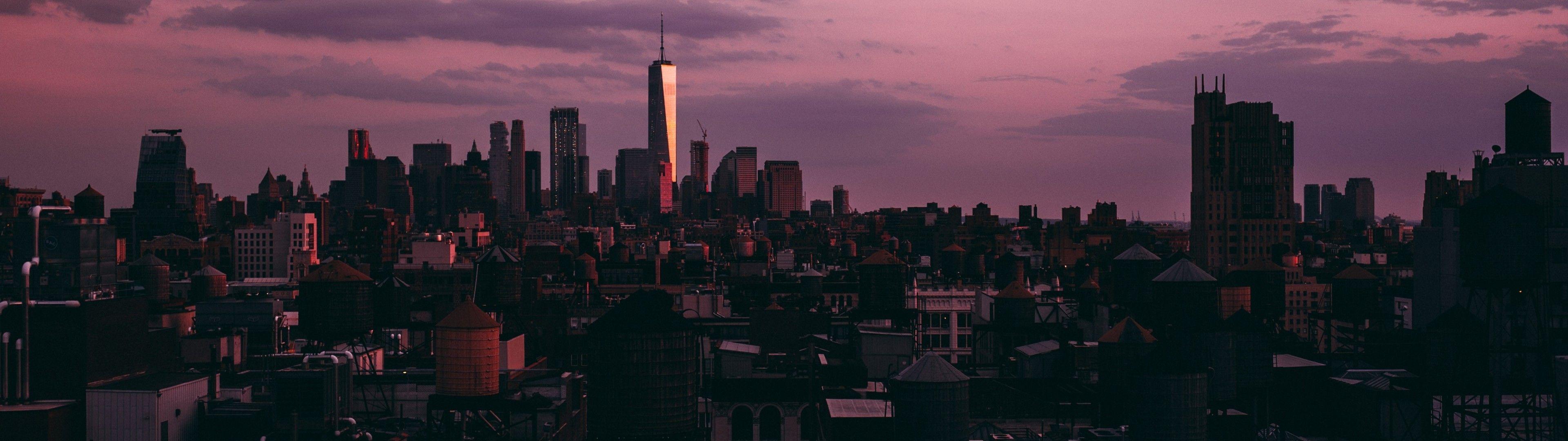 3840x1080 Download 3840x1080 Usa, New York, Clouds Wallpaper