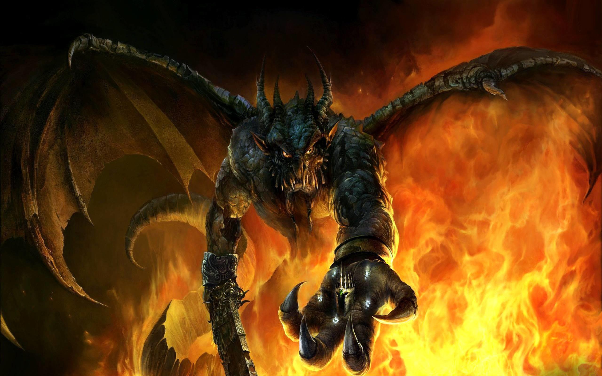 2560x1600 Fire Wallpaper Demon Wolf