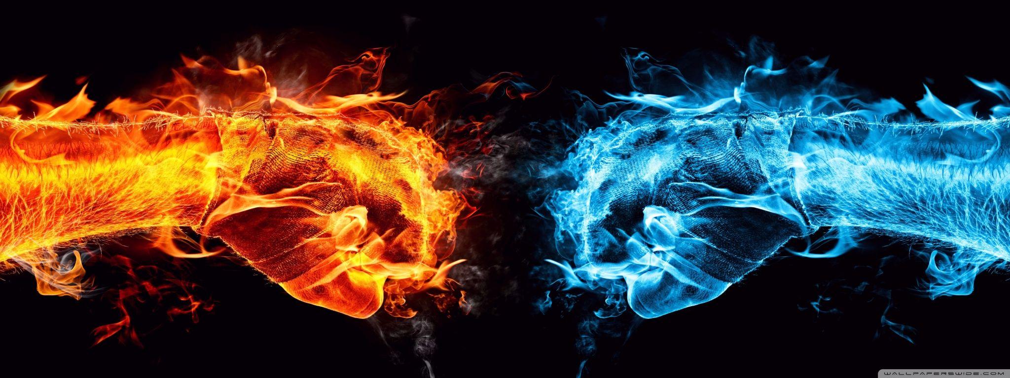 2048x768 Fire Fist vs Water Fist Ultra HD Desktop Background Wallpaper for 4K UHD TV : Multi Display, Dual Monitor : Tablet