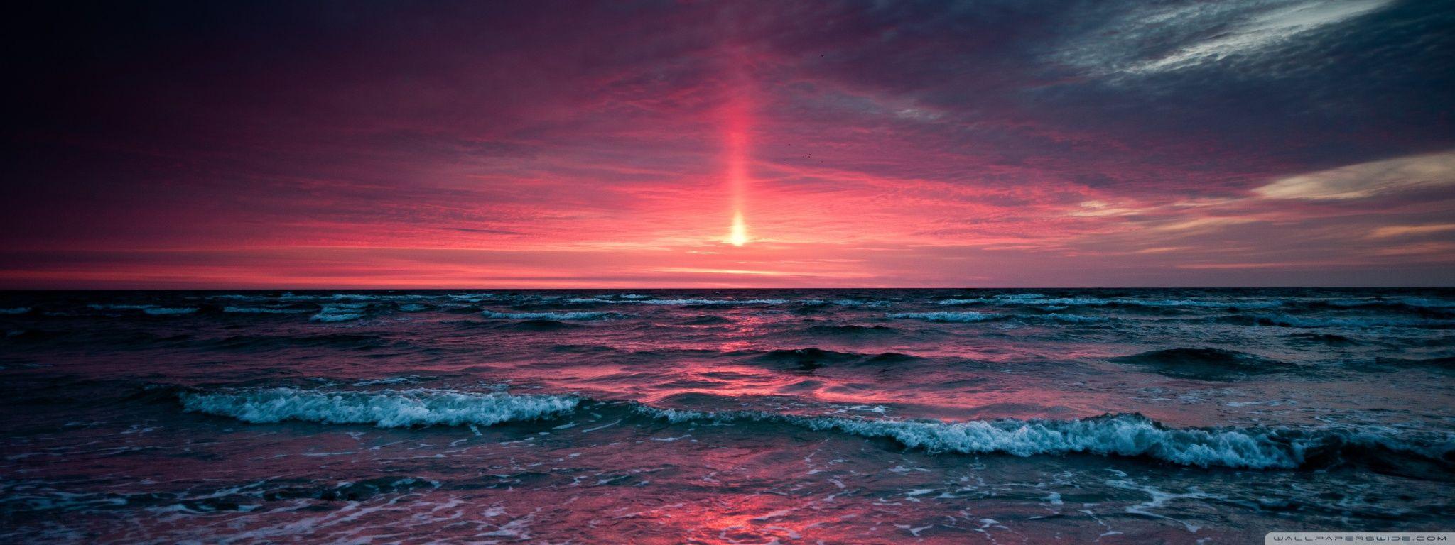2048x768 Pinkish Sunset Ultra HD Desktop Background Wallpaper for : Multi Display, Dual Monitor : Tablet