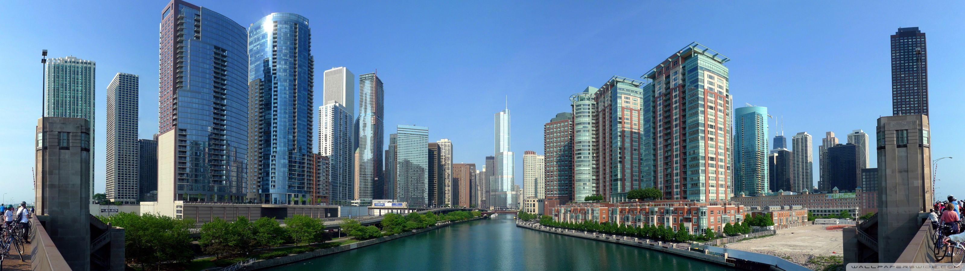 3200x900 Chicago River Panorama Ultra HD Desktop Background Wallpaper for 4K UHD TV : Multi Display, Dual Monitor