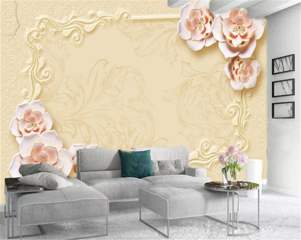 1000x800 Custom 3D Flower Wallpaper Pink Flowers in High Definition Gold Home Decor Living Room Bedroom Wallcovering Wallpaper. Wallpaper