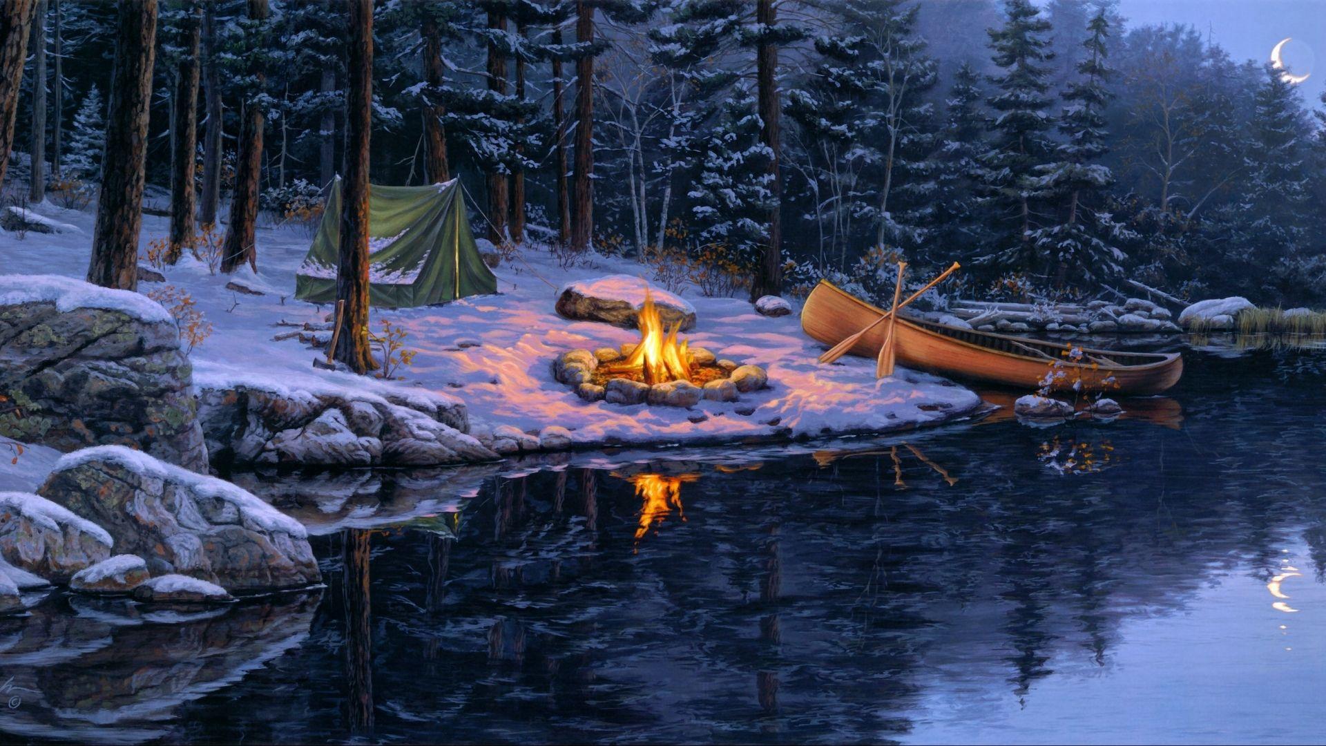 1920x1080 Camp Fire Wallpaper