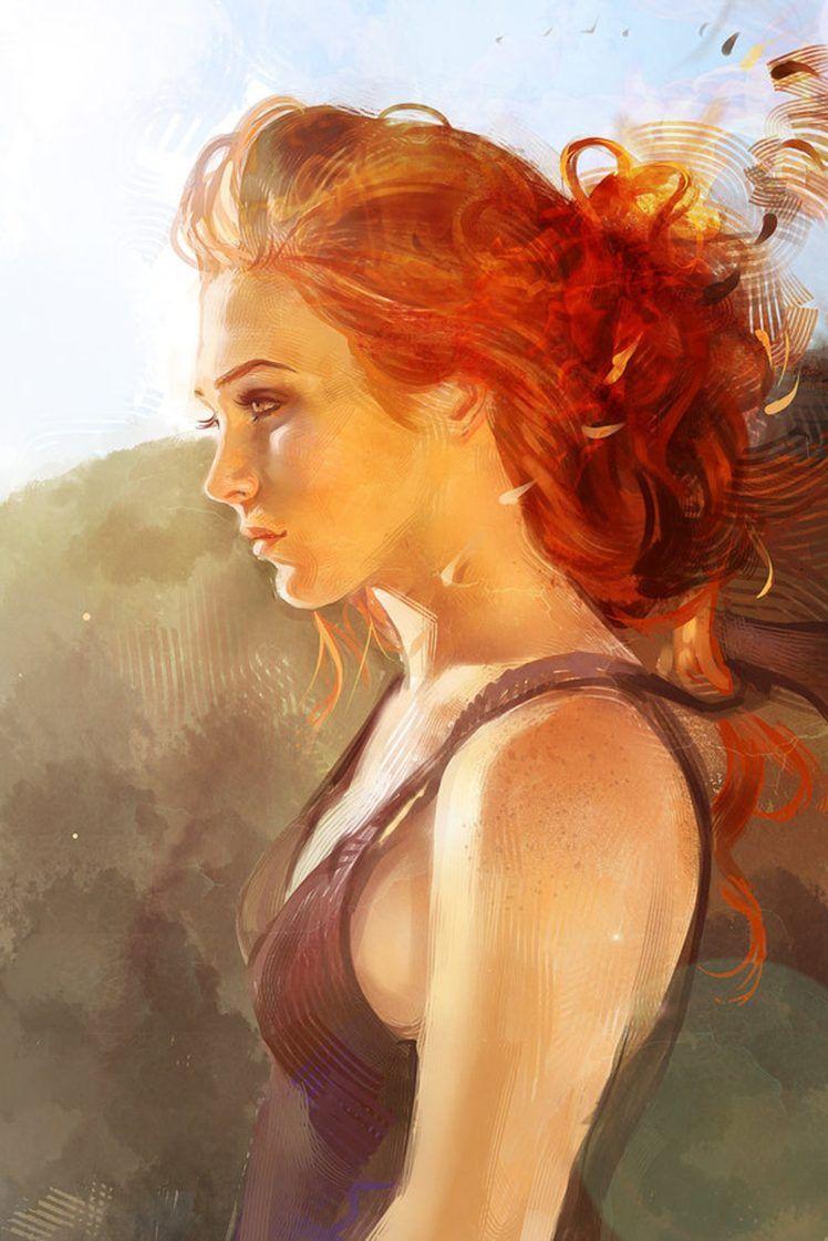 748x1121 portrait, Woman, Girl, Beauty, Art, Red, Hair Wallpaper HD / Desktop and Mobile Background