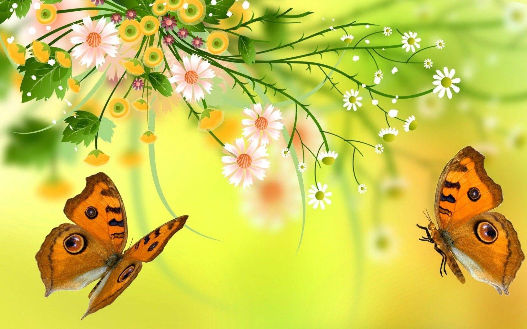 1680x1050 Butterfly Flower Art Wallpaper HD :