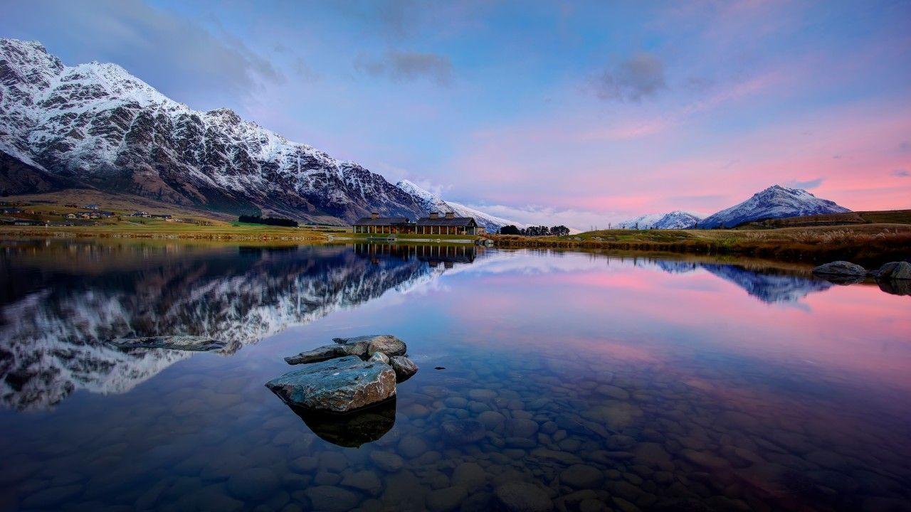 1280x720 Wallpaper Lake, Mountains, Jack's Point, Queenstown, HD, 5K, Nature,. Wallpaper for iPhone, Android, Mobile and Desktop