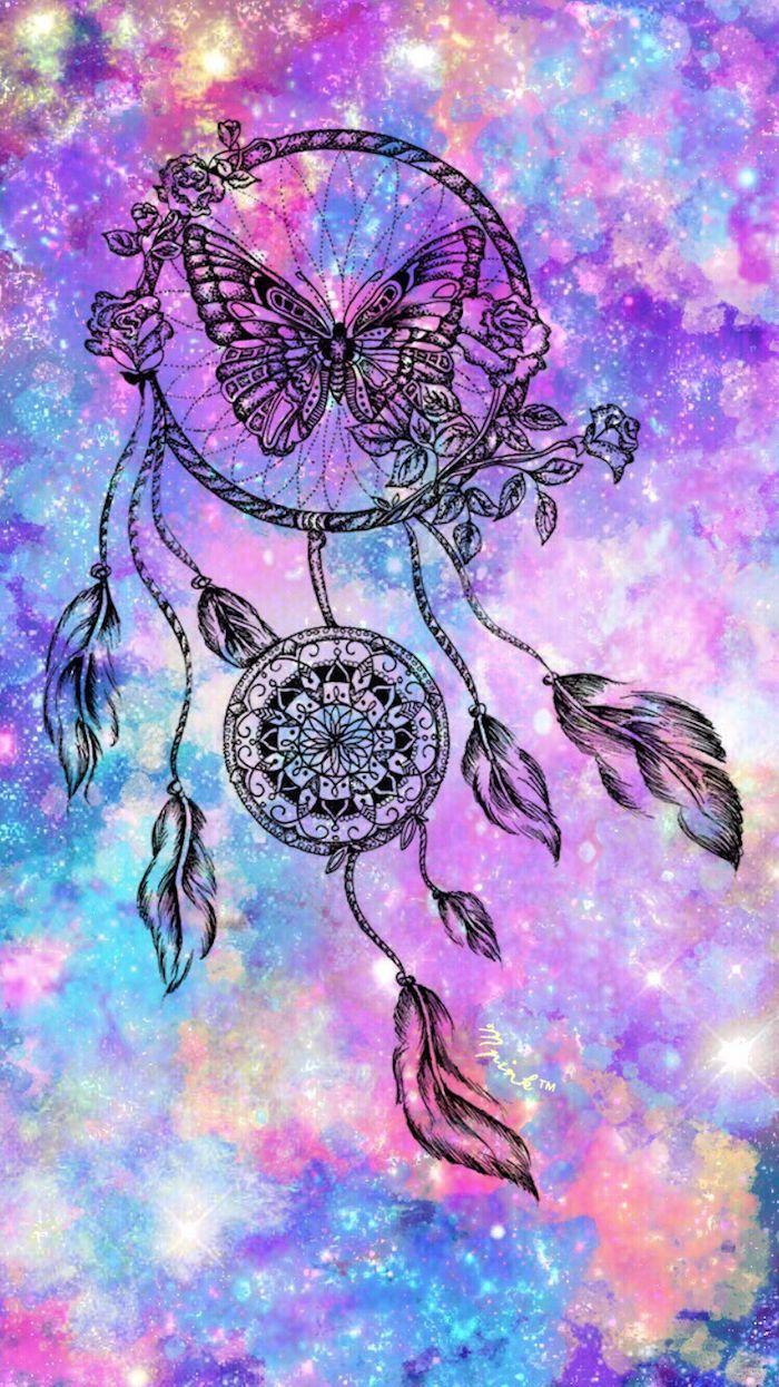 700x1245 Colourful Galaxy Background, Black Dreamcatcher, Tumblr Catcher Background HD Wallpaper