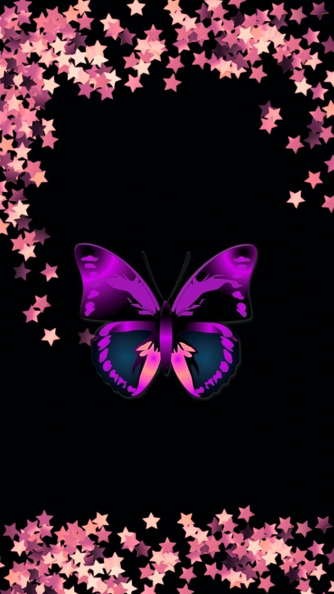 1152x2048 Black and pink and purple. Butterfly art, Butterfly wallpaper, Butterfly wallpaper background
