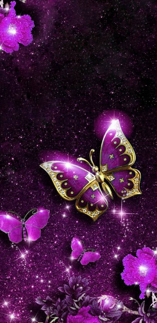 623x1280 Black Women And Purple Butterflies Wallpaper