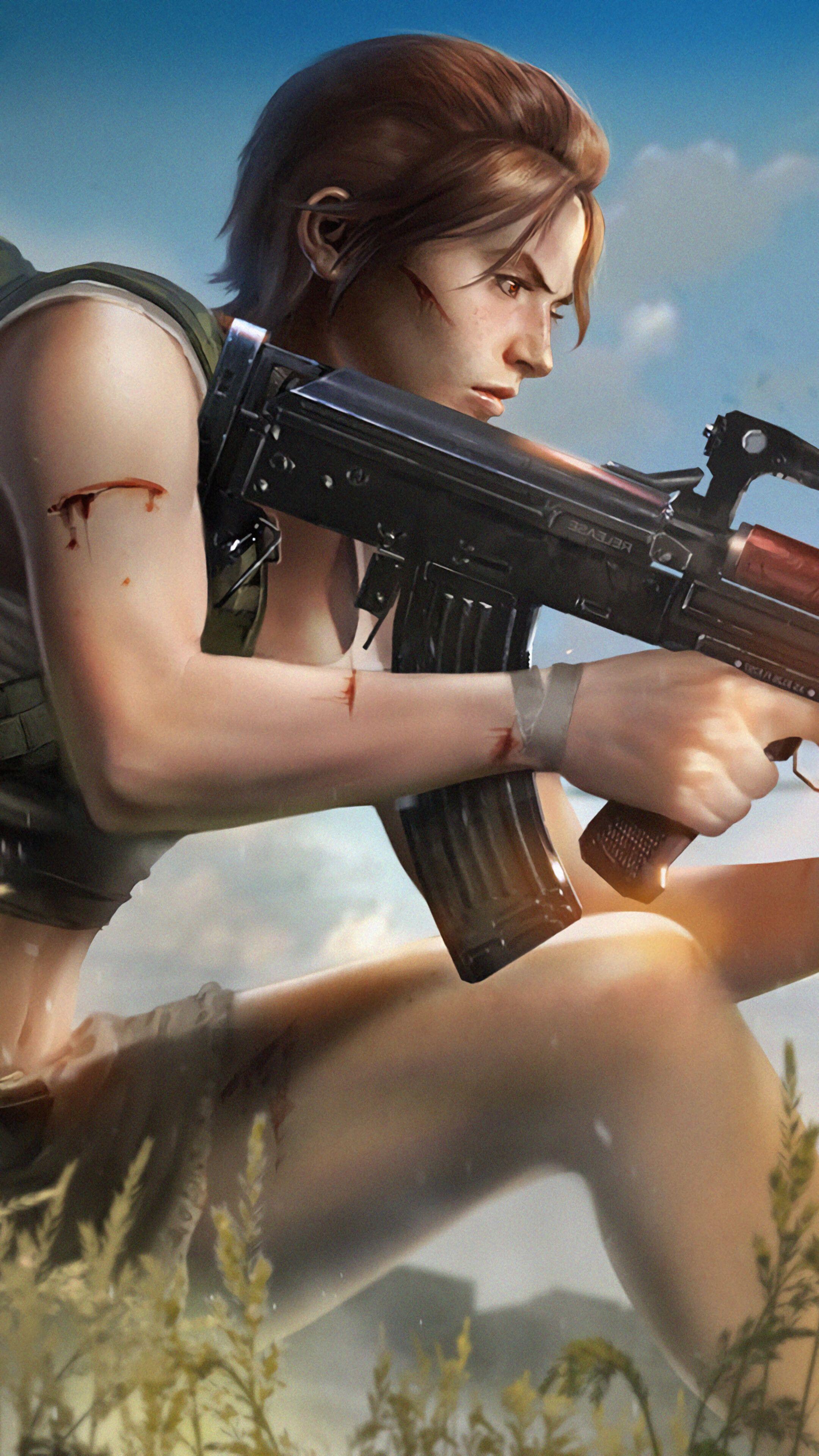 2160x3840 Garena, Free Fire, Girl, Gun, Rifle, 4K phone HD Wallpaper, Image, Background, Photo and Picture. Mocah HD Wallpaper