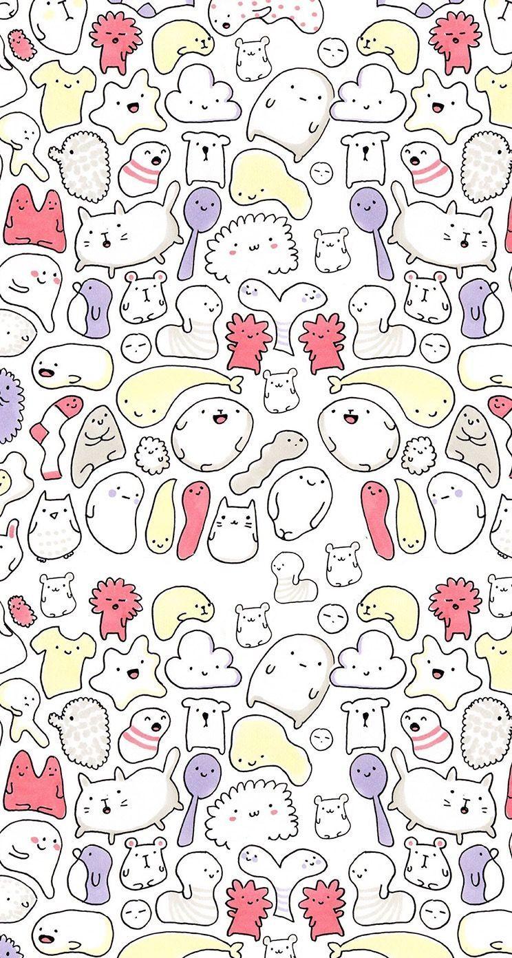 744x1392 pink #wallpaper #doodle #pattern #sweet #girly #cute #background #iphone. Wallpaper doodle, Doodles, Android wallpaper
