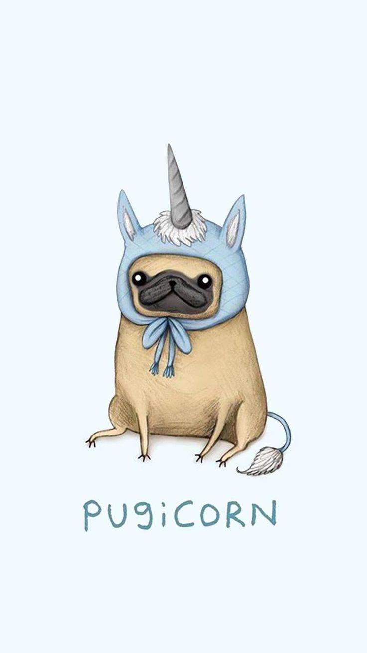 736x1309 Cartoon Pug Wallpaper