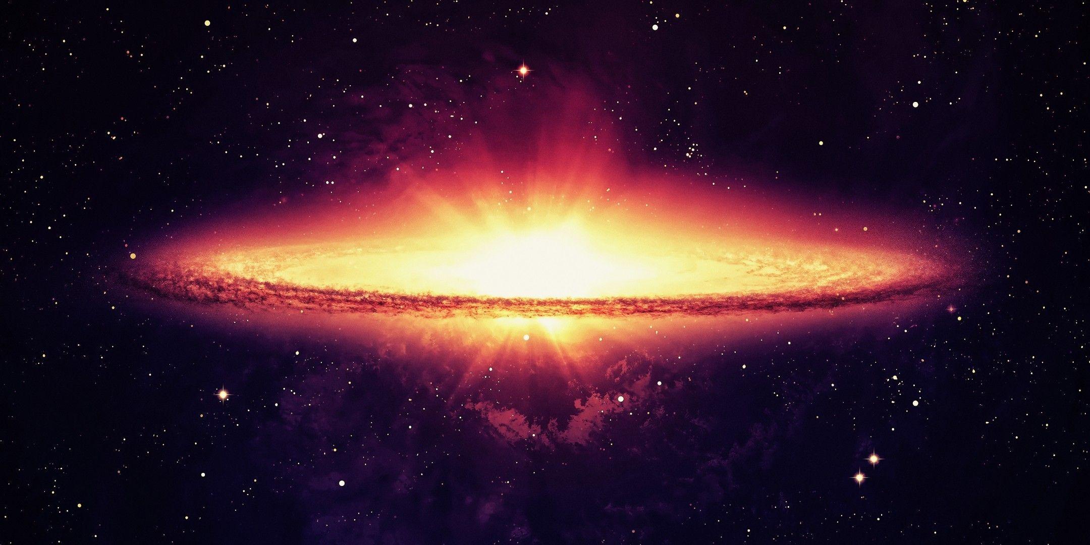 2160x1080 Download 2160x1080 Orange Nebula, Stars, Galaxy, Universe Wallpaper