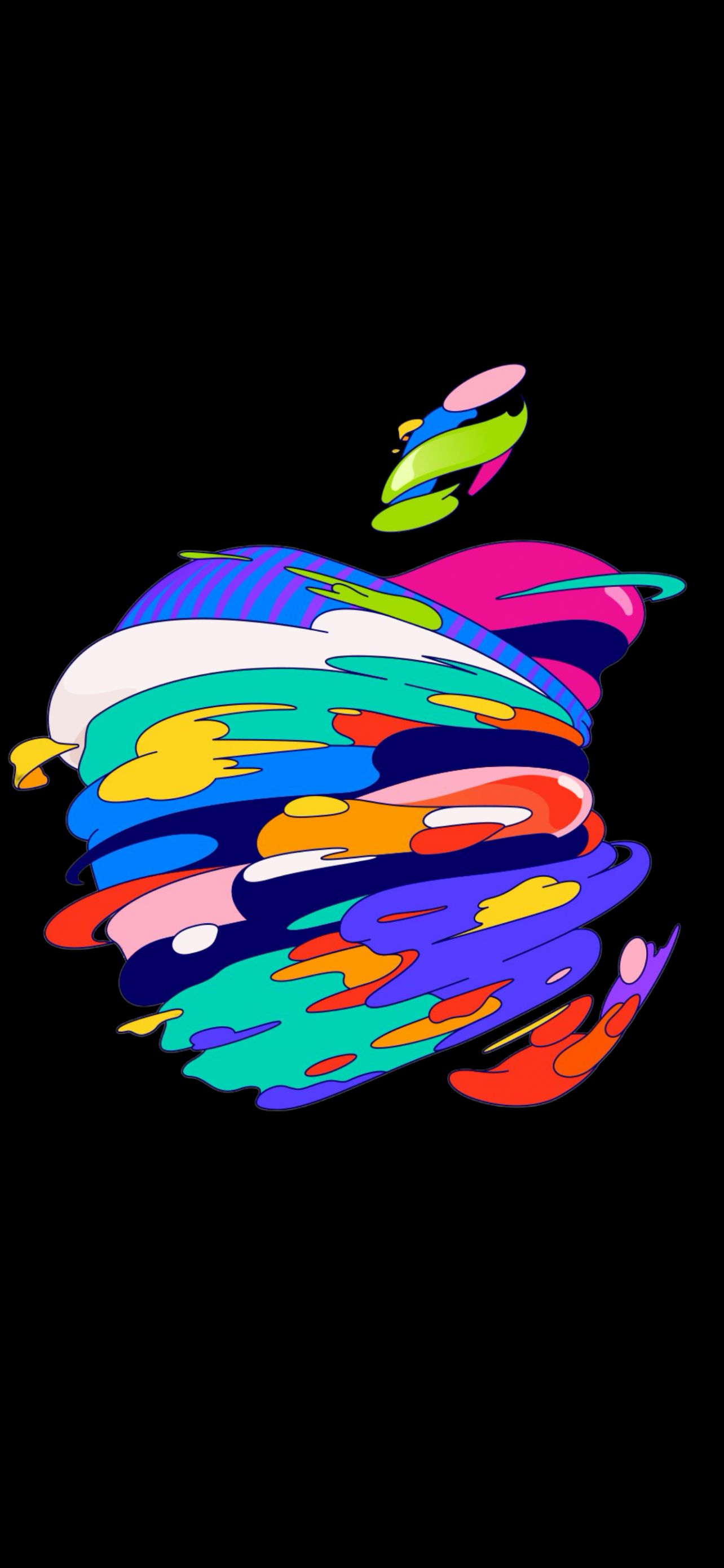 1284x2778 Apple Logo Mac Black Background Colorful AMOLED