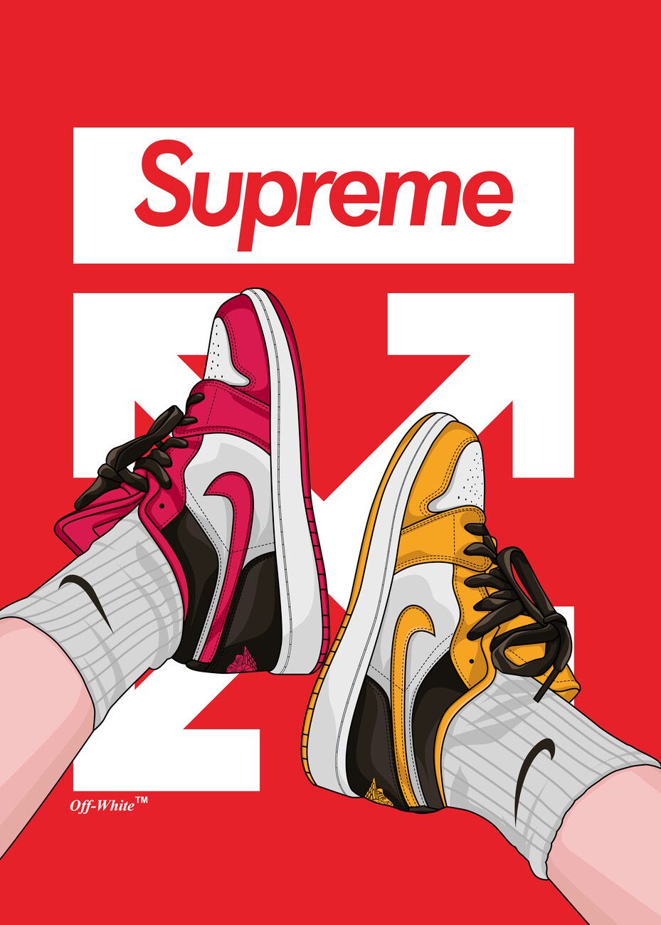 929x1300 Hypebeast Supreme Shoe Sticker Supreme Shoes Logo Wallpaper Sneaker Rich Wall Mural Buy