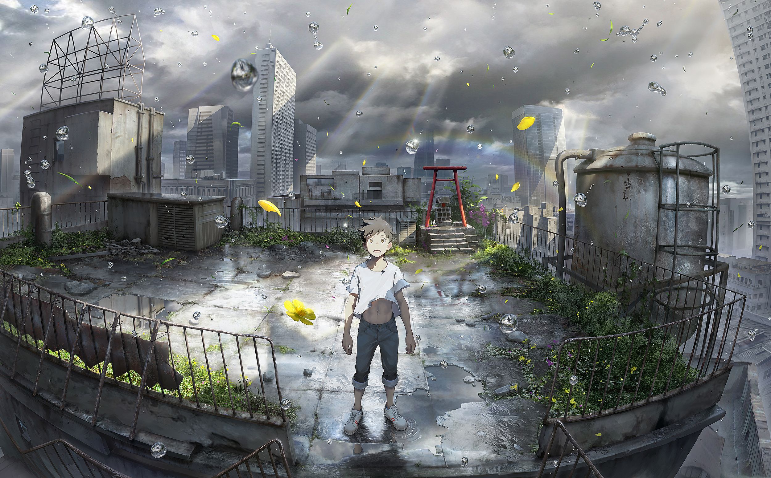 2500x1552 Desktop wallpaper: Anime, City, Hodaka Morishima 4K free download for PC. 975965