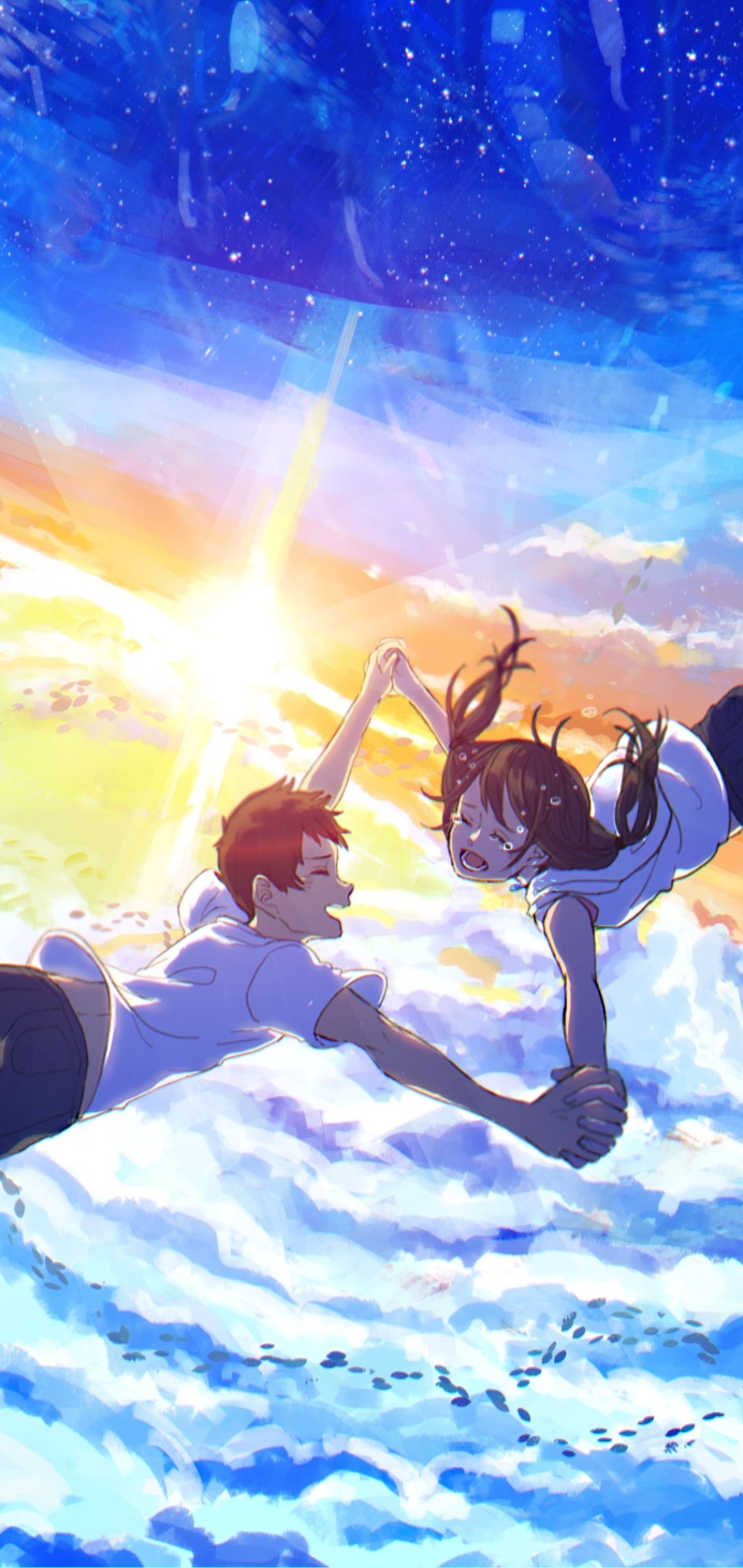1080x2280 Phone wallpaper: Anime, Sunset, Cloud, Hina Amano, Hodaka Morishima 1374710