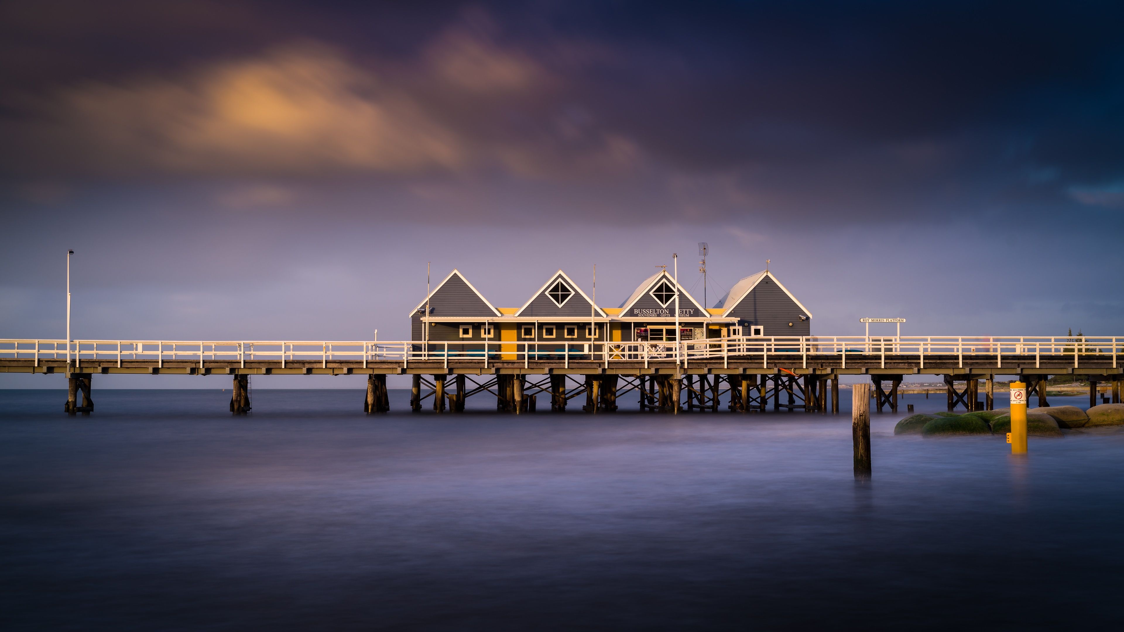 3840x2160 Wallpaper sea, Marina, pier, Western Australia, Busselton Jetty for mobile and desktop, section пейзажи, resolution 3840x2160