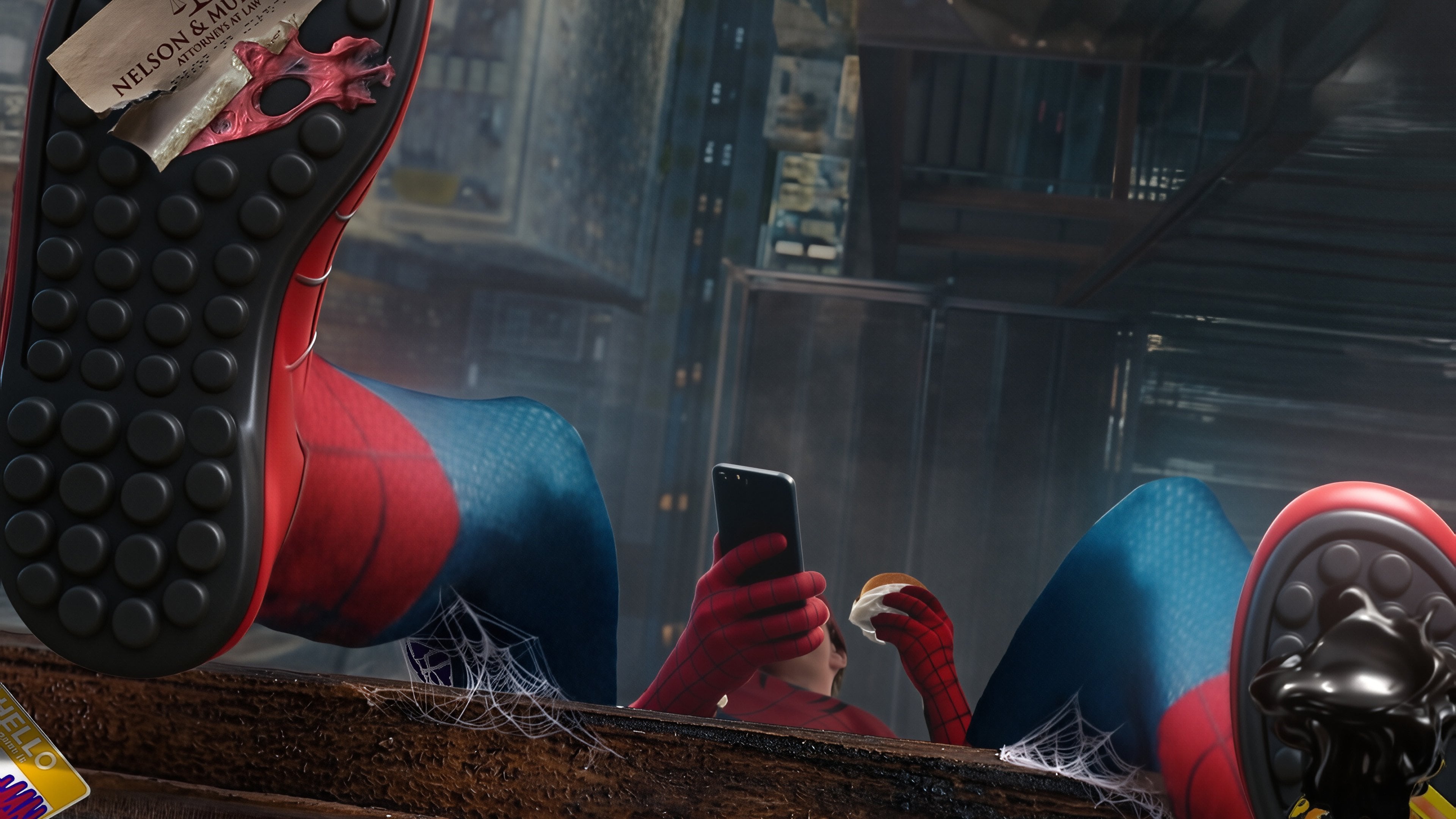 3840x2160 Spider Man Brand New Day Using Phone Upside Down Wallpaper, HD Superheroes Wallpaper, 4k Wallpaper, Image, Background, Photos and Picture