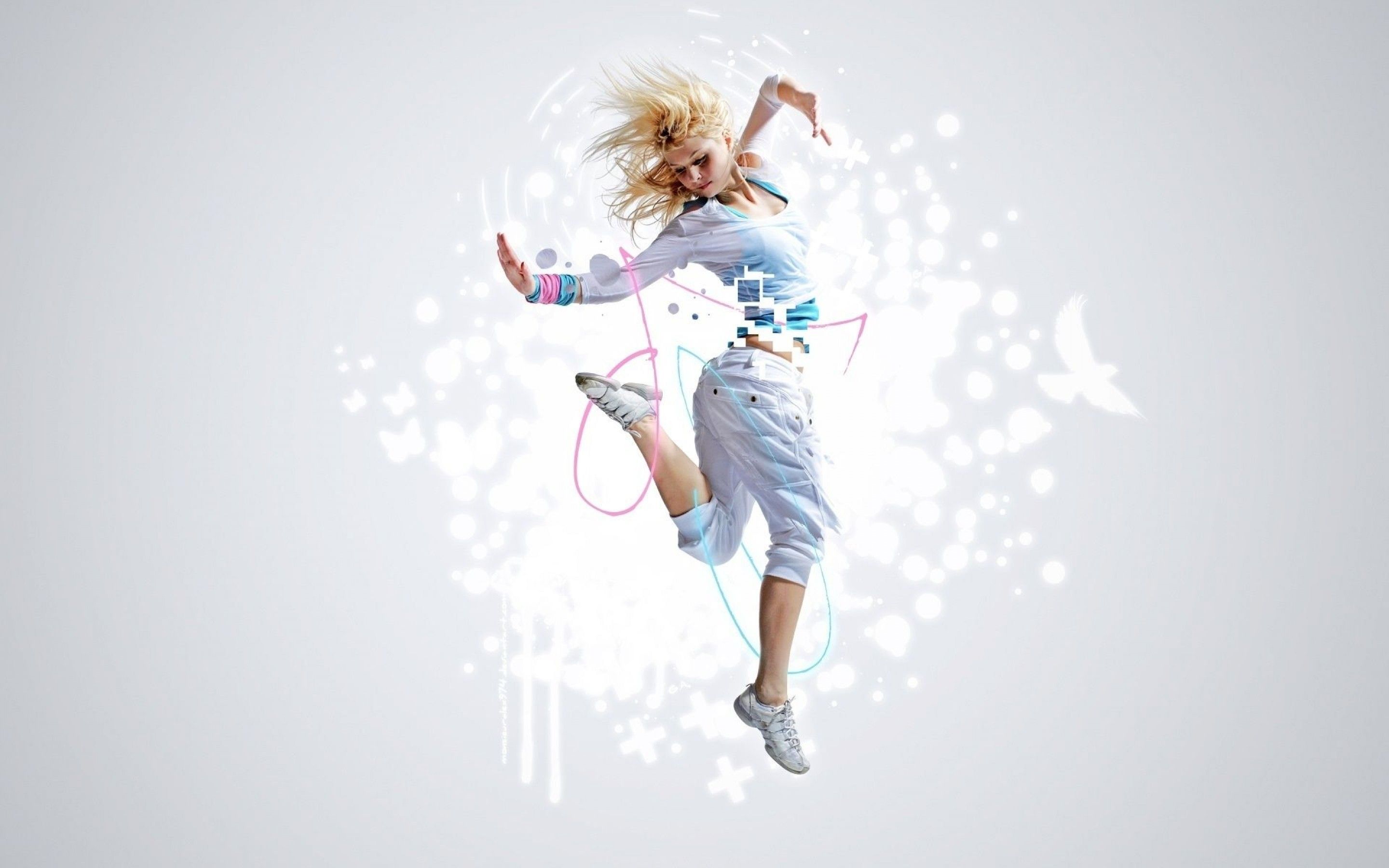 2880x1800 Wallpaper Ballet, White, Jumping, Illustration, Fun, Background Free Image