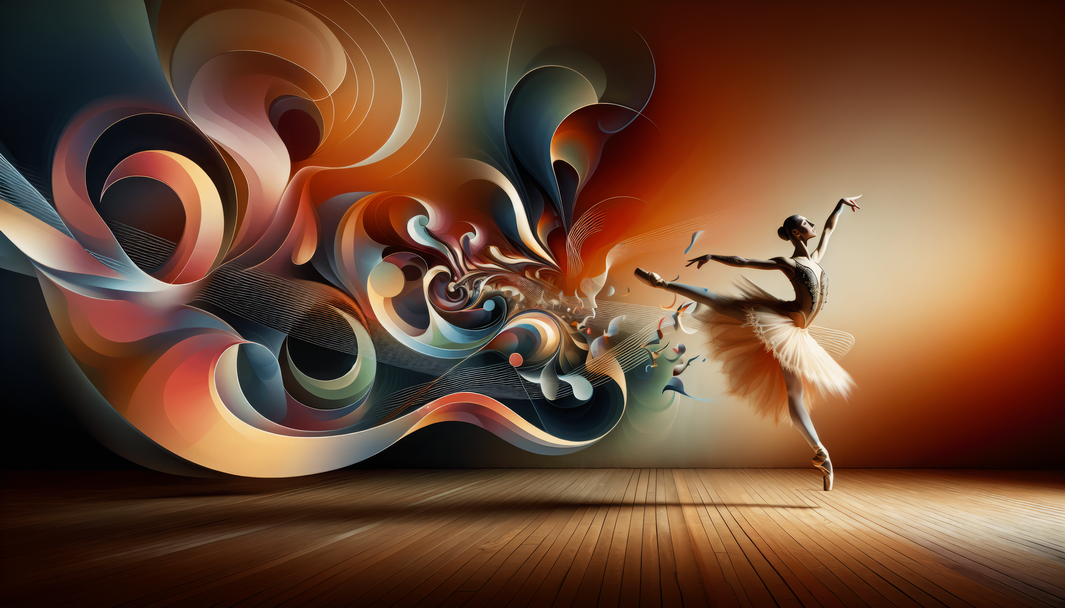 3584x2048 Ballet Dancer Abstract Art HD Wallpaper