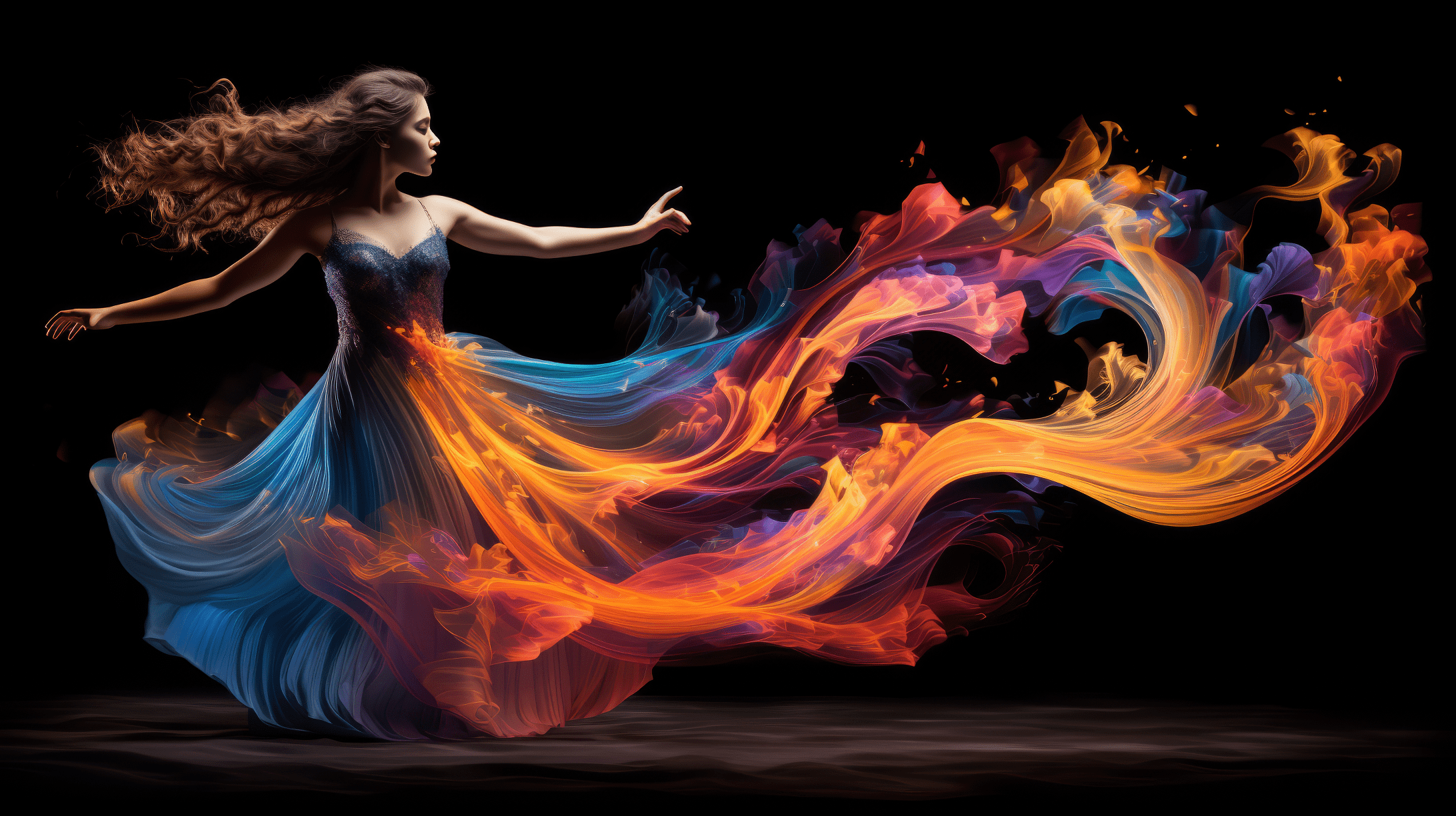 2184x1224 Dancing Flames Dress HD Wallpaper