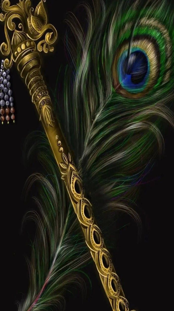 704x1253 Download Krishna iPhone Bansuri And Peacock Wallpaper