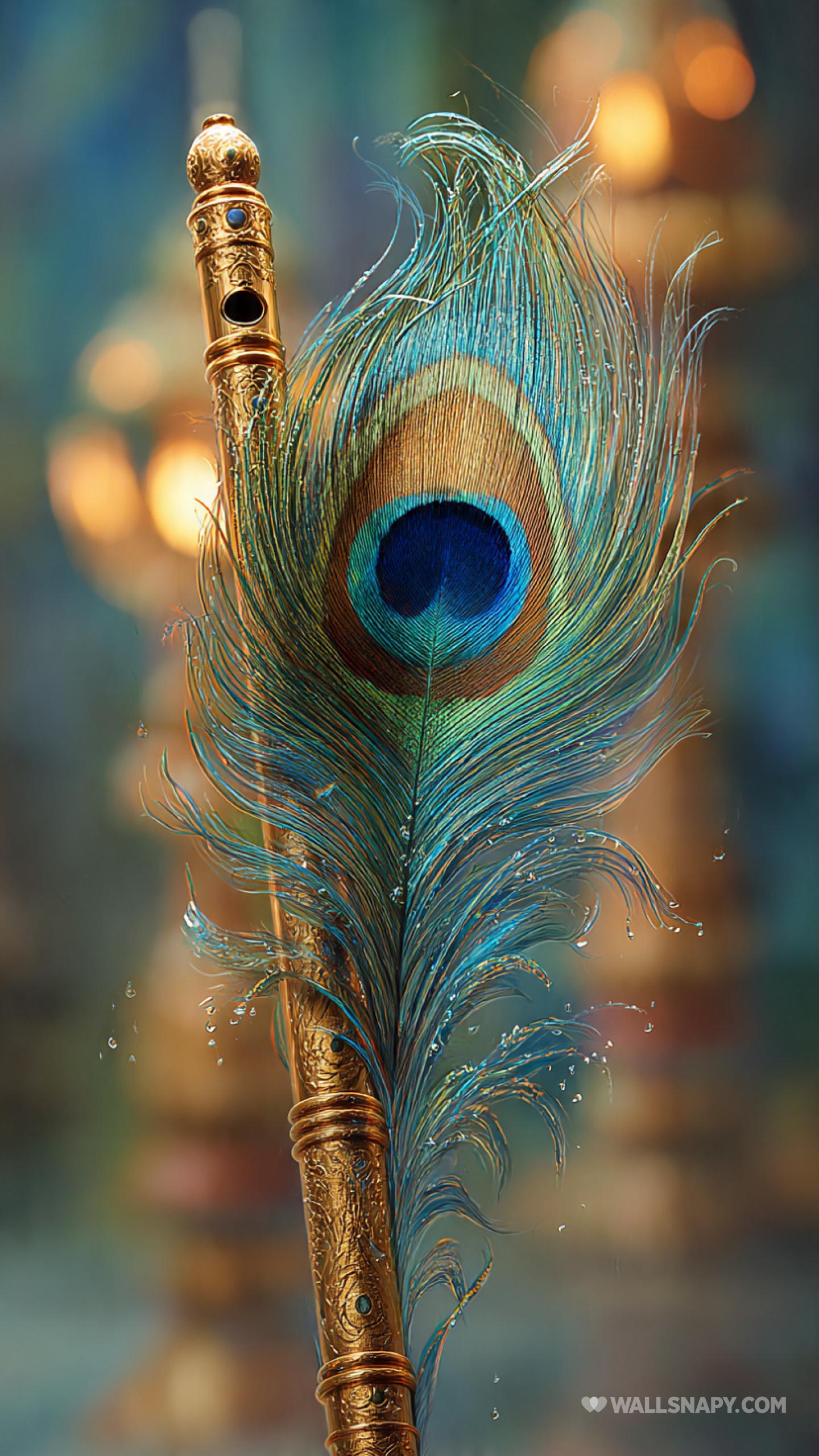 1440x2560 Peacock feather flute art wallpaper free