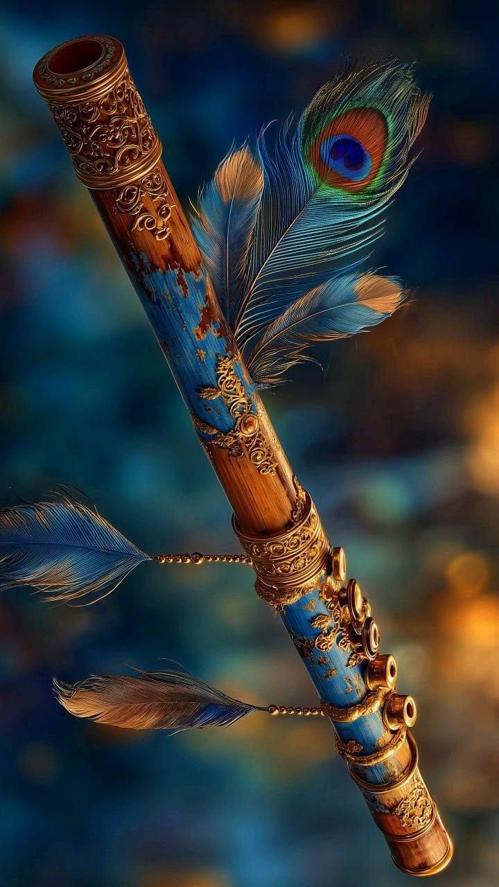 720x1280 Krishna Flute with Peacock Feather