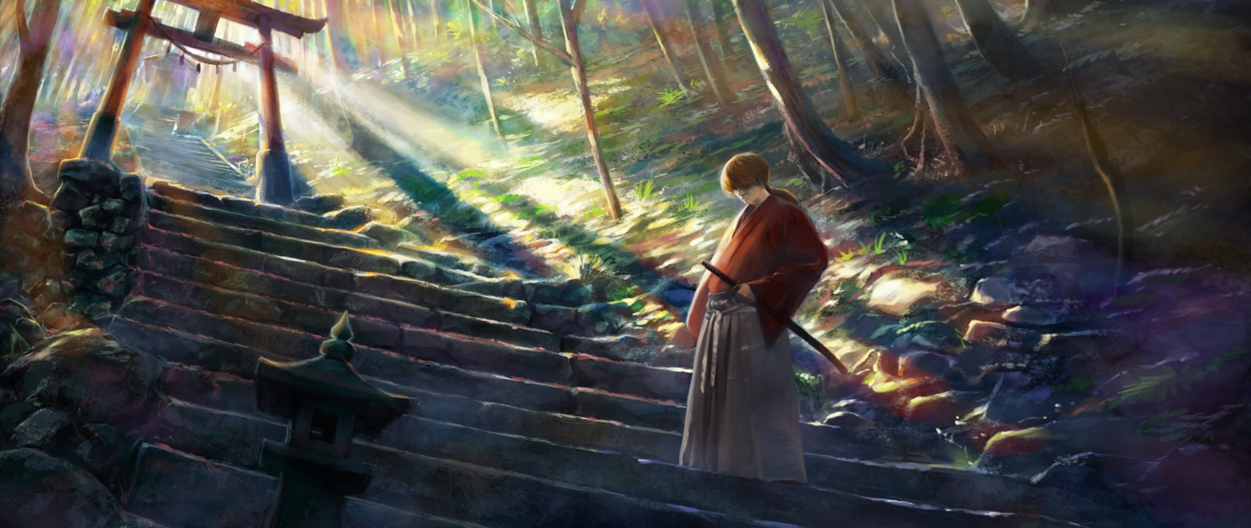 2560x1080 Samurai X Digital Wallpaper, Ultra Wide, Rurouni Kenshin, Anime Boys HD Wallpaper