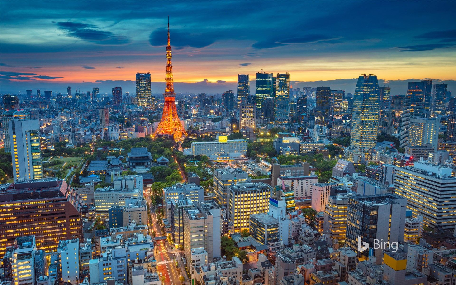 1920x1200 Tokyo cityscape at sunset, Japan Wallpaper