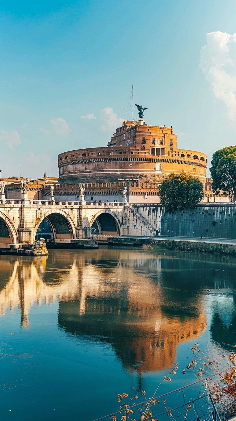 816x1456 Free Historic Roman Castle Image, Castle, Reflection