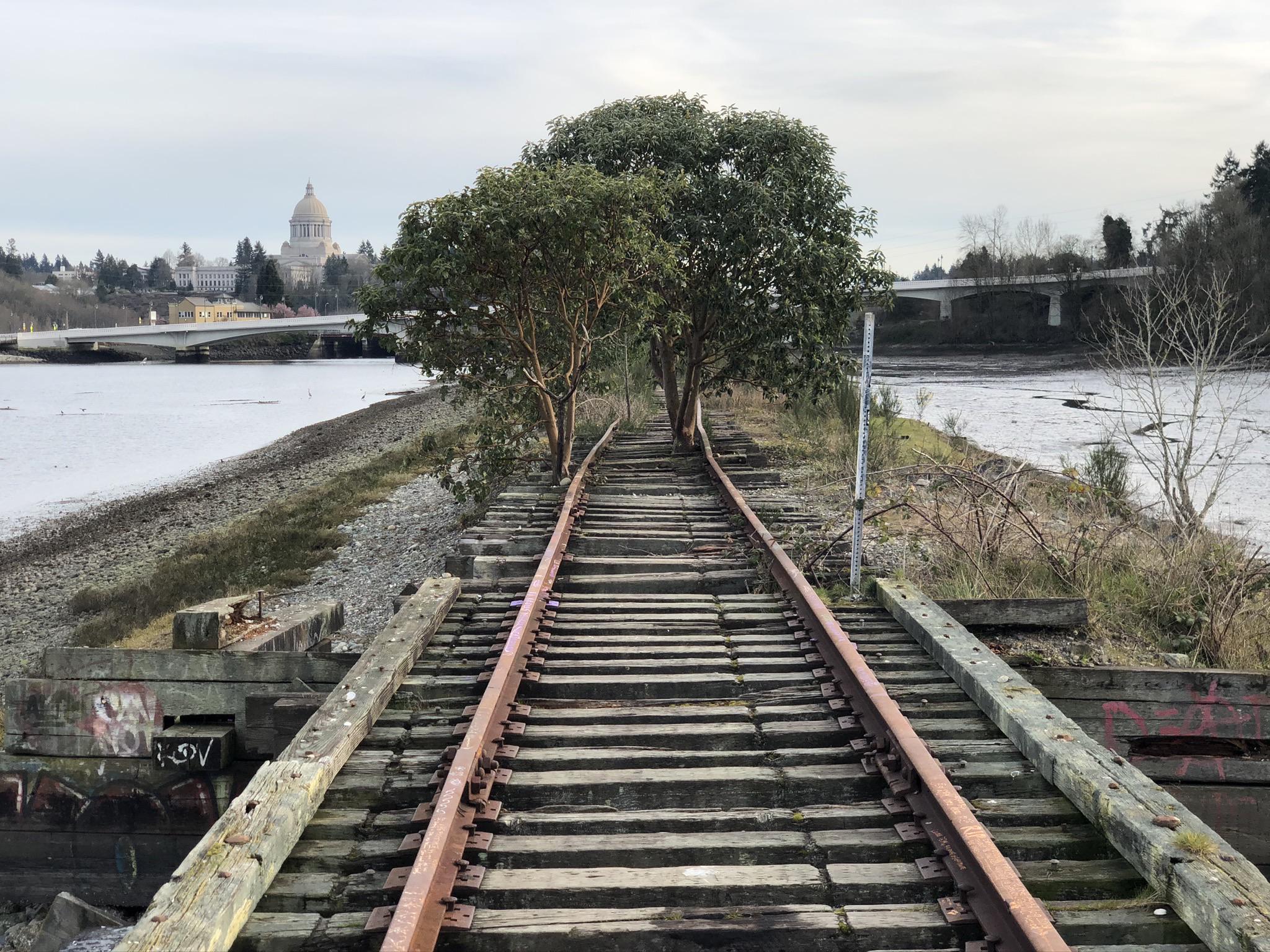 2048x1536 Abandoned train tracks in Olympia, WA. USA. Note the capitol dome in the background