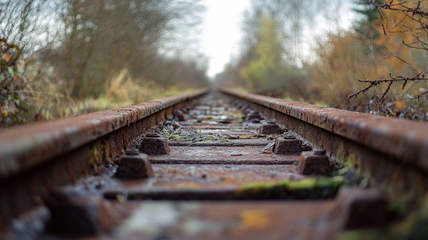 1456x816 Download Rusty railway tracks Image, Rust, Tracks