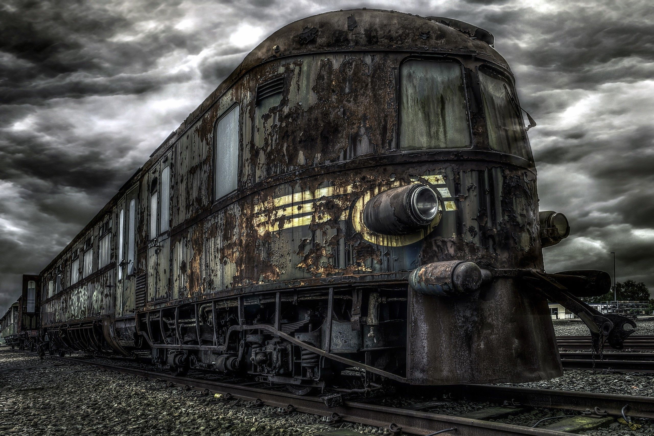 2560x1707 train, Vehicle, Abandoned, Old, HDR, Ruin, Railway, Overcast Wallpaper HD / Desktop and Mobile Background