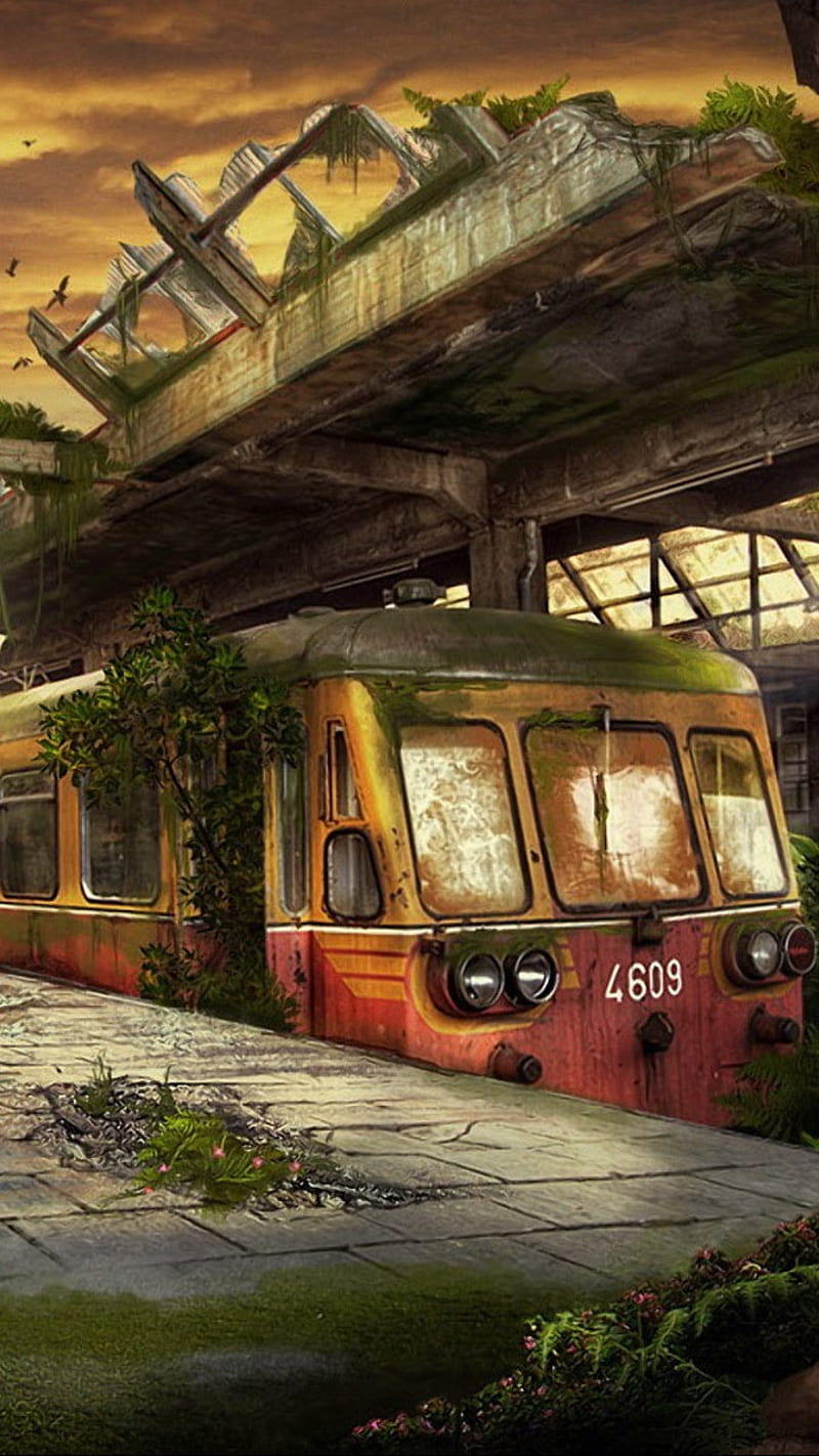 800x1422 HD abandoned train station wallpaper